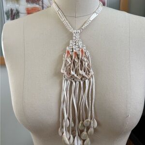 Handmade BOHO beachy style macrame shell necklace